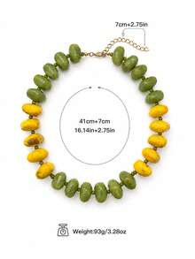 1 pieza Collar de cuentas de acrílico asimétrico estilo bohemio europeo y americano para mujeres, adecuado para vacaciones y uso diario - Collar de cuentas acrílicas hecho a mano - Ver 12