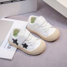 1 Pair Baby Walking Shoes, Toddler Soft Sole Fashion Casual Shoes, New Hook And Loop Sports Shoes, Comfortable Breathable Student Shoes - Beige - View 3