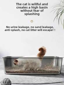 1/6/10pcs Extra Large Stainless Steel Cat Litter Box, Semi-Enclosed Hollow Design, Low-Opening Anti-Spill Anti-Tracking Anti-Clumping, Easy To Clean, Durable, 1 Set - one-size - View 7