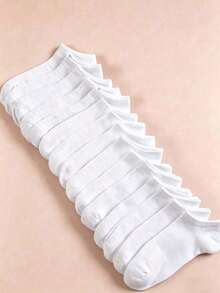 20雙女款純色短襪，休閒百搭，適合日常穿著 - 黑與白 - 查看 3