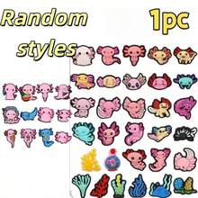 Cute Hexagonal Dinosaur Axolotl Shoe Charms Set, Soft PVC Waterproof Shoe Buckle Accessories, Viral Healing Cartoon Axolotl Design, Detachable DIY Decoration For Clogs, Bags, Bracelets. Flexible Material, Non-Fading, Wear-Resistant And Waterproof, Suitable For Daily Bathing And Water Play, Girly Healing Accessories, Student Gift, Daily Outfit Shoe Modification Goodies, Niche Cute Shoe Decoration Accessories - A - View 15