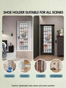 LMMAKE 1PC Over Door Hanging Shoe Organizer, 28 Pockets With 4 Metal Hooks, Wall/Closet Door Storage Bag For Shoes And Daily Sundries, Suitable For Apartment & Rental Home - Black - View 6