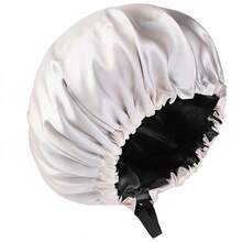 1pc Adjustable Double-Layer Satin Sleep Cap, Made Of Smooth Satin Fabric, Practical Design With Elastic Band And Drawstring, Anti-Static And Breathable, Suitable For Sleeping, SPA, And Ramadan Wear, Available In Black - Black - View 15