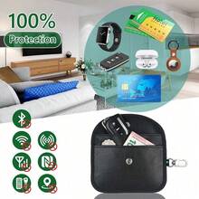 Pack Of 2 Portable PU Car Key Protection Bags Equipped With Carry Hook,Durable Vehicle Key Fob Cover Pouch For Outdoor Travel And Everyday Key Storage - Black - View 4