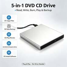 جهاز حرق أقراص CD DVD خارجي USB فائق النحافة وقابل للحمل، كاتب CD-R DVD-R بنظام التوصيل والتشغيل، محرك بصري خارجي عالي السرعة، متوافق مع أجهزة الكمبيوتر المحمولة وأجهزة الكمبيوتر المكتبية - مشاهدة 2