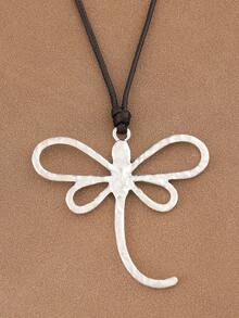 SUPBORA 1pc Fashion Matte Gold/Silver Large Dragonfly Pendant Black Wax Rope Necklace, Suitable For Women's Daily Wear - Gold and Silver - View 9