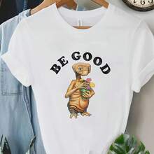 Harajuku T-Shirt für Frauen, Basic Casual Kurzarm Rundhals T-Shirt für Frauen, T-Shirt mit ET-Themen-Muster für Mädchen, Direktversand. - Form - Übersicht 1