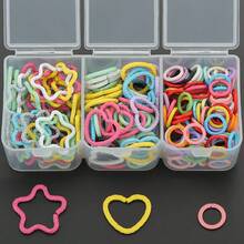 100/200pcs/Box Key Ring Set, Includes Heart-Shaped Embossed And Five-Point Star Embossed Closed Rings, Suitable For Braided Painted Embossed Ring Keychains - Multicolor - View 7