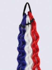 2Pcs 18Inch Long Curly Ponytail With Elastic Hair Rope Hair Extensions Suitable For Daily Wear And Various Holiday Occasions - Multicolor - View 7