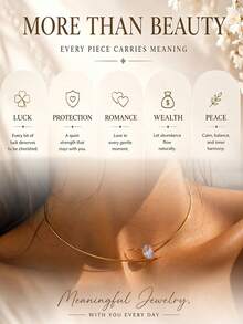 1pc Rhinestone Open Collar Necklace, Daily Wear Personalized Versatile Necklace - Gold - View 6