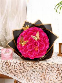 20/12/6/1 Ramo de Rosas Brillantes, Ramo de Simulación DIY, Ramo de Rosas Artificiales Brillantes, Adecuado para Aniversario, Compromiso, Regalos de Boda, Decoración de Fiesta Familiar, Decoración del Día de San Valentín, Decoración del Día de la Madre - rosa roja brillante - Ver 4