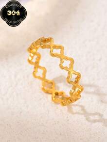 2026 New 14K Gold Plated Lucky Four-Leaf Clover Ring, Fashion Creative Design, Waterproof Stainless Steel Material Never Fade, Suitable For Daily Wear, Party And Mother's Day Gift - Silver - View 7