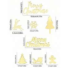 1 set/2 set Perlengkapan Hiasan Kue Akrilik Cermin Emas Selamat Natal, Kepingan Salju, Manusia Kue Jahe, Kereta Luncur, Tusuk Kue Huruf Pohon Pinus Mini, Dekorasi Meja Hidangan Penutup Pesta Natal Liburan Musim Dingin - beraneka warna - View 12