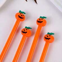 3/5/10Pcs Fun Halloween-Themed Pumpkin-Face Gel Pen,Cartoon Style Student Stationery & Writing Instrument,Office Signing Pen,Children's School Supply - Multicolor - View 3
