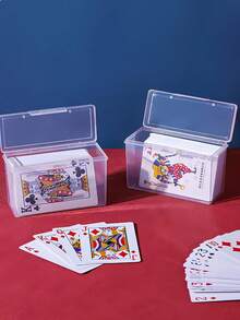 Portable Card Storage Box With Buckle Transparent Poker Card Storage Box Unisex Lightweight Tabletop Game Card Deck Box Suitable For Home, Christmas, Halloween, Thanksgiving Gifts, Room Decor, Back To School, Dorm, Travel Essential Accessories - Multicolor - View 4