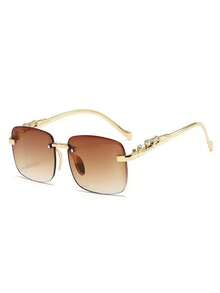 1pc New European And American Square Small Frame Fashion Glasses For Men And Women, Daily Wear, Outdoor, Sun Protection, Driving, Beach Vacation, Photography, Decorative - Multicolor - View 6
