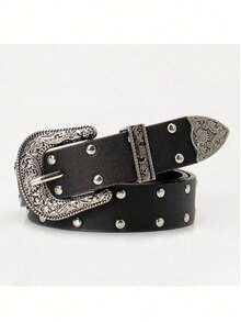 Y2K Retro Versatile Belt, Carved Rivet Buckle Fashion Belt, Suitable For Daily Wear, Dates And Other Occasions - Multicolor - View 7