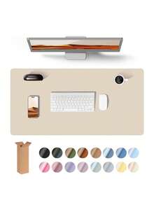 KAPI 1pc PU Leather Desk Pad, Large Computer Desk Mat, Laptop Desk Pad, Desktop Protector, Desktop Writing Pad, Office Desk Mat, Desktop Cover, Smooth Mouse Writing Surface, Suitable For Office/Home - Multicolor - View 2