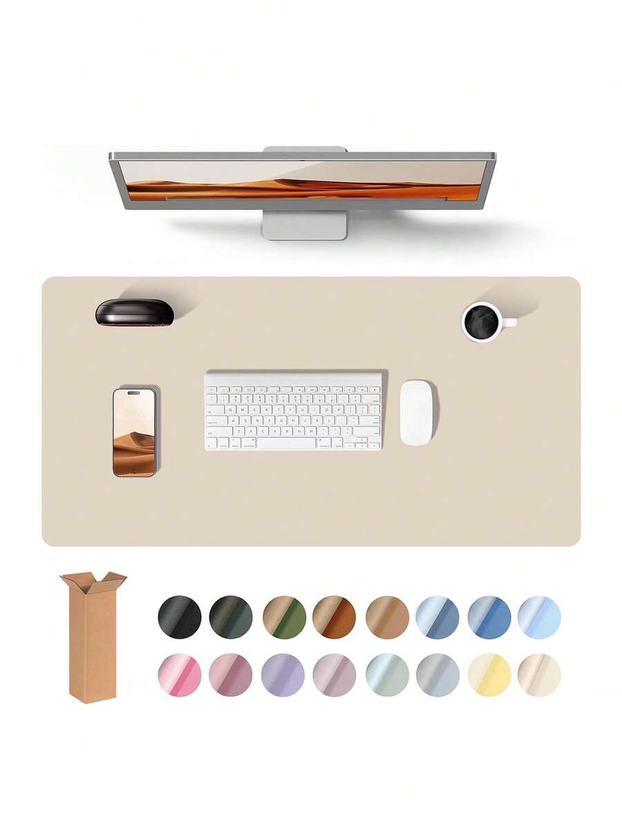 KAPI 1pc PU Leather Desk Pad, Large Computer Desk Mat, Laptop Desk Pad, Desktop Protector, Desktop Writing Pad, Office Desk Mat, Desktop Cover, Smooth Mouse Writing Surface, Suitable For Office/Home