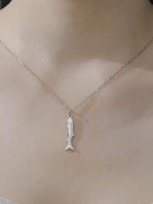 LIKGREAT 1pc Fish Bone Animal Hollow Pendant Minimalist Unisex Stainless Steel Necklace Party Gift Jewelry - Fishbone Series - View 11