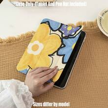 Floral Pattern Tablet Protective Case, Tri-Fold High Transparency Acrylic With Pen Slot Protective Case. Tablet Protective Case Features: Tri-Fold Stand Design, Smart Sleep/Wake, Full Coverage Protection, Skin-Friendly Frame Material, Airbag Shockproof Frame, Multi-Angle Stand, Built-In Pen Slot, Precise Cutouts, Lightweight And Portable. - Multicolor - View 5