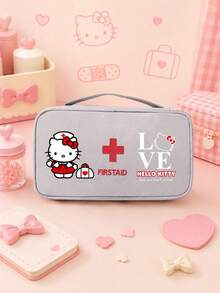 SANRIO 1Pc Hello Kitty Print Medical Bag,Portable Multiple Pockets First Aid Organizer With Handle,Zipper Travel Storage Pouch For Home,Outdoor & Daily Use - Multicolor - View 9