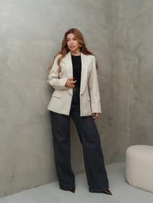3RD Fashion Blazer Feminino Social Alfaiataria Elegante Trabalho Manga Longa 3RD SD1460 - Off - Visão 3