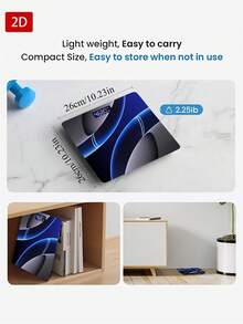 2D Bathroom Scale With Cyber-Style Blue Light Pattern, Perfect As A Holiday Gift. Max Weight 400 Lbs/180 Kg, Temperature Detection Function, Uses AAA Batteries (Not Included) - Multicolor - View 5