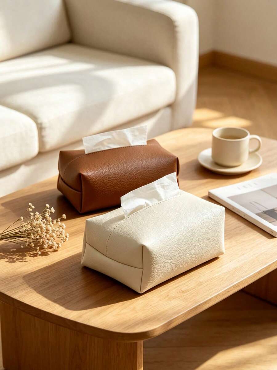 Nordic Light Luxury Style Tissue Box, Imitation Leather Napkin Storage Box, Tissue Decoration Bag, Waterproof, Multi-Purpose, Exquisite And Fashionable, Easy To Maintain, Upgraded Large Capacity - Multicolor - View 1