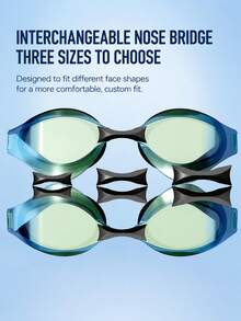 Swim Goggles Men Women Electroplated Anti Fog Mirrored Lens Earplug Plano Pool - Multicolor - View 3