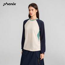 Phenix 女款拼色長袖 T 恤 春秋抓絨保暖內搭底層上衣 - 燕麥色 - 查看 3