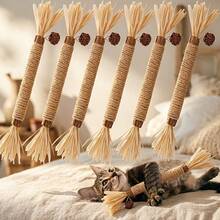 3/6pcs Cat Chew Sticks, Made Of Cat, Raffia, Gallnut And Hemp Rope, For Dental Cleaning And Chewing. Dental Cleaning Toy For Kittens, Indoor Entertainment For Bored Cats - Black - View 2