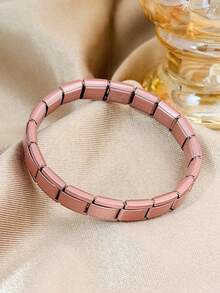 Colors Stainless Steel Square Link Bracelet, 18K Gold Plated Waterproof Stackable Chain Wrist Jewelry For Ladies - Multicolor - View 12