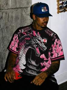 Japanese Men's And Youth T-Shirt, Dragon Pattern Design Comfortable Top, Suitable For Competition, Daily Wear, Gift, Japanese Dragon - Black - View 7