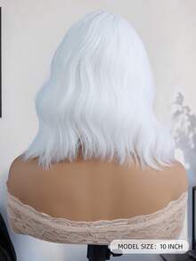 White Wavy Wig With Bangs,Short Curly Bob Wig Shoulder Length 12Inch Synthetic Hair For Women Girl Heat Resistant Synthetic Colorful Wigs For Daily Party Halloween Cosplay Use - Multicolor - View 5