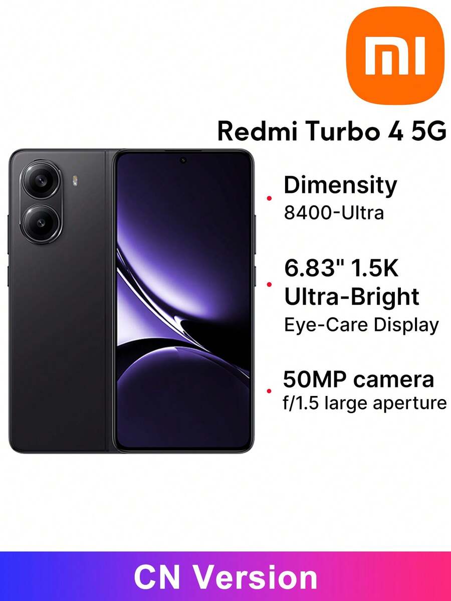 Xiaomi REDMI Turbo 4 中國版 *僅支援英文與中文 Dimensity 8400-Ultra 1.5K 超亮護眼螢幕 6550mAh 電池 高級玻璃機身 IP68 防塵防水 IP68 防塵防水 - 黑色 - 查看 1