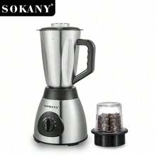 SOKANY 03012 多功能攪拌機食物處理機 水果蔬菜攪拌器 3合1，3段速度控制，1.5L大容量，不鏽鋼刀片，附研磨杯，全方位廚房助手 - 銀色 - 查看 8