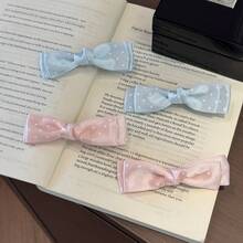 4pcs Polka Dot Bow Fabric Alligator Hair Clips, Sweet Girl Side Hair Clips, Korean Ins Style Fresh Bangs Clips, Women's Hair Accessories - Multicolor - View 1