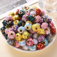 20pcs Leopard Plush Fabric Covered Large Hole Beads, Spacer Beads For DIY Phone Straps, Pen Beads, Autumn/Winter - Multicolor - View 8