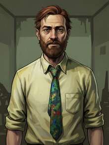 1pc Disco Elysium The Final Cut Themed Tie, Game-Inspired Cosplay Accessory, Fashionable And Novel Tie Suitable For Daily Wear And Collection Display - Green - View 2