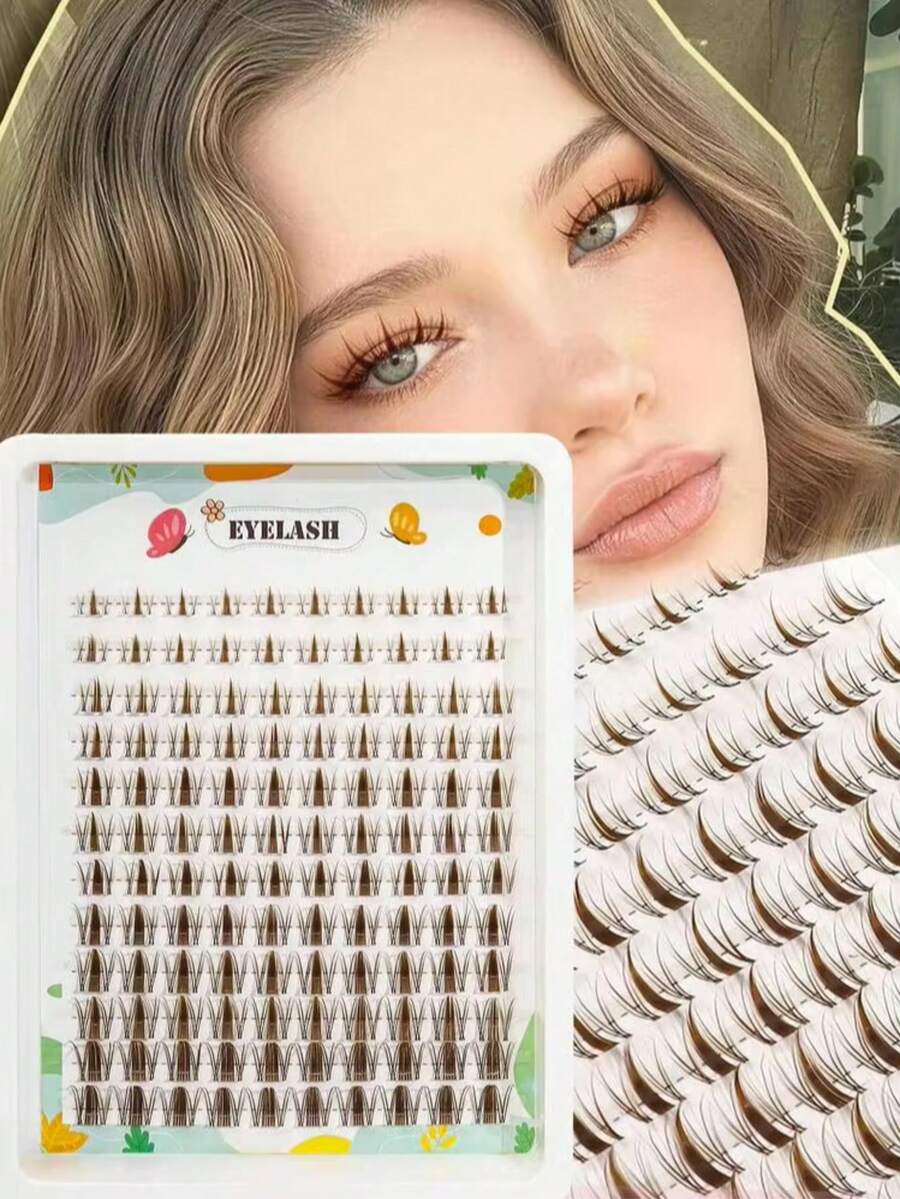 Spiky Eyelash Cluster Set Anime Style Eyelash Extension Kit 144pcs D-Curl Fine Eyelash Clusters 8-16mm Suitable For Beginners DIY At Home Create Realistic Eyelash Extension Effect In Minutes - C - View 1
