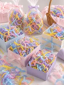 300g/100g Macaron Color Crepe Paper Shreds, Colorful Gift Box Filler, Rainbow Paper Shreds Packaging Material, Decorative Basket Filler, Suitable For Gift Wrapping, Birthday Party, Wedding, Baby Shower Crafts And Handmade Packaging Decoration - Multicolor - View 1