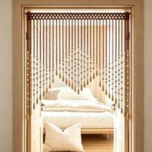 38 Strands Wooden Beaded Curtain, 90*50cm ,Wave Shape Partition Bead Door Curtain For Entrance Bedroom Home Decor - 90 X 50 cm - View 6