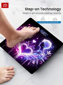 1pc LED Display Electronic Scale, Forever Love Bathroom Scale, Decorative Weighing Platform, Suitable For Long-Term Use, Meets Home Weighing Needs, Max Capacity 400lbs/180kg, Temperature Detection, Uses AAA Batteries (Not Included) - Multicolor - View 4
