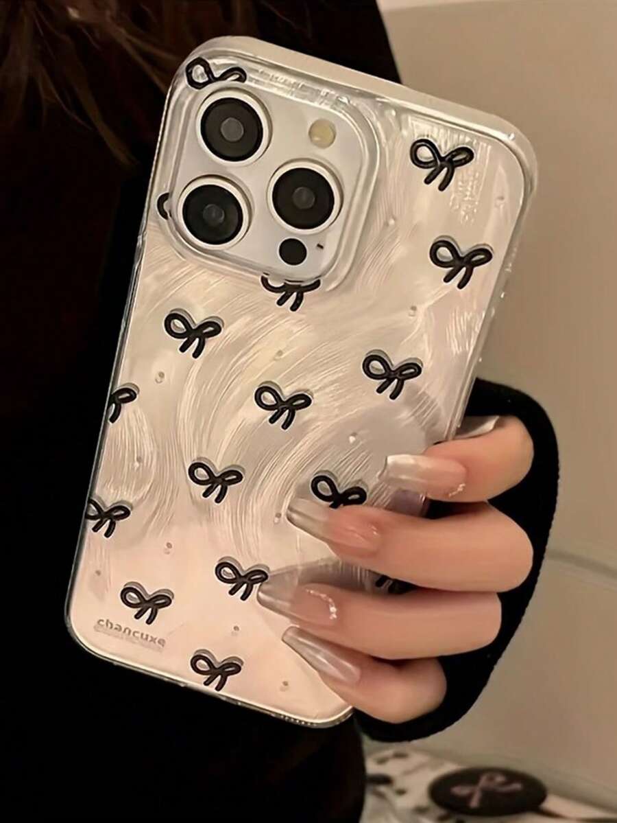 蝴蝶結彩繪高級新款羽毛紗線彩繪極簡時尚手機殼，相容 iPhone 17、17 Pro、17 Pro Max、16、16 Pro Max、15、糖果色 15 Pro Max、Apple P13、P14、P11、P12、XS、XR、7、8、P7、P8、GES2、A14、A15、S23U、A50、A12、A32、A52、A72、A51、A21、S、A13、A14、S22 Ultra、S23、A33、A53、S20 FE，防震手機殼