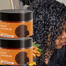 100g Black Castor Oil CURLING CLAY, Infused With Argan Oil - Curl Long-Lasting Anti-Frizz Hair, Keep Moisturized Curls Elastic Styling Conditioner Cream, Suitable For Dry And Curly Hair, Unisex. - Full Size - View 5