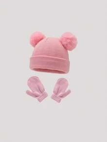 4 piezas/Set Gorro y guantes de punto para bebé, adecuado para niños/niñas, regalo ideal para Navidad/Acción de Gracias. Gorro de punto cálido, transpirable, suave y amigable con la piel para bebé - Multicolor - Ver 30
