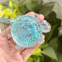 1pc Smooth TPR Material Squeeze Toy, Transparent Turtle Shape Stress Relief Toy With Floating Star Glitter Inside, Cute Transparent Turtle Design, Halloween Party Decoration, Home Desktop Toy, Random Style - Multicolor - View 5