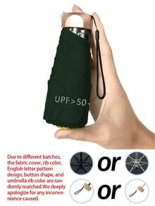 1pc 5-Fold Compact Umbrella, Dual Sun & Rain Use, Ultra-Light Pocket Parasol For Men Women, Travel Beach & Holiday Gifts - Multicolor - View 9