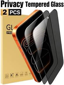 2 piezas Protector de pantalla de vidrio templado anti-espía y compatible con funda para pantalla completa, accesorio para teléfono para iPhone 17 Pro Max 17 Pro 17 Air 17 16 16 Pro Max 16 Pro 15 Pro Max 15 Pro 15 Plus 15 14 13 12 11 XS XR XS Max, accesorio diario, regalo de cumpleaños y festivo - Negro - Ver 32